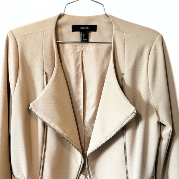 Forever 21 Moto Jacket Light Tan Size L - Picture 2 of 6